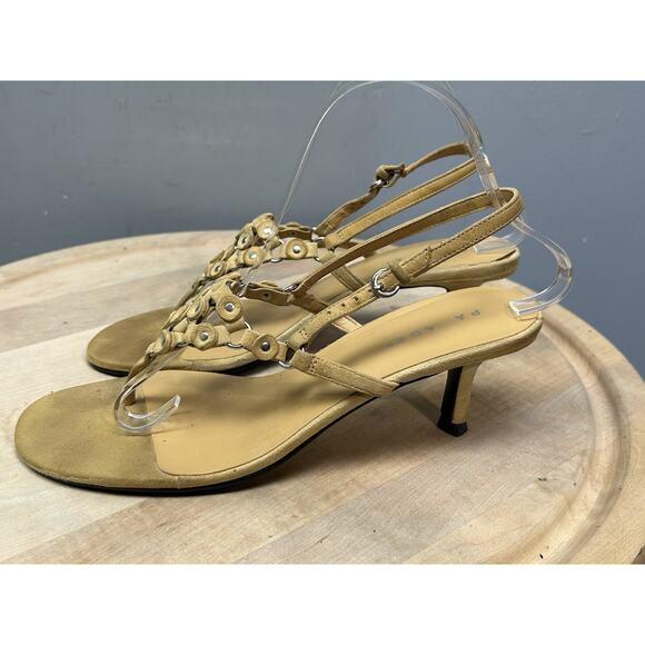 Parade Distressed Gold heels Womens 9 Strappy Buckle Embellished - Picture 7 of 10